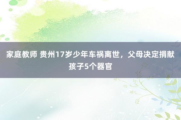 家庭教师 贵州17岁少年车祸离世，父母决定捐献孩子5个器官
