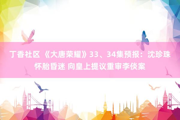 丁香社区 《大唐荣耀》33、34集预报：沈珍珠怀胎昏迷 向皇上提议重审李倓案