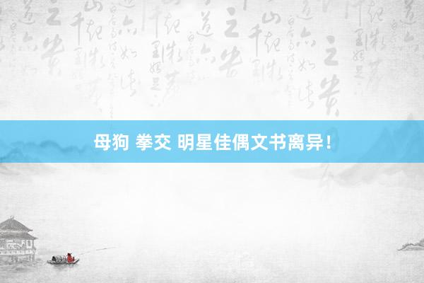 母狗 拳交 明星佳偶文书离异！