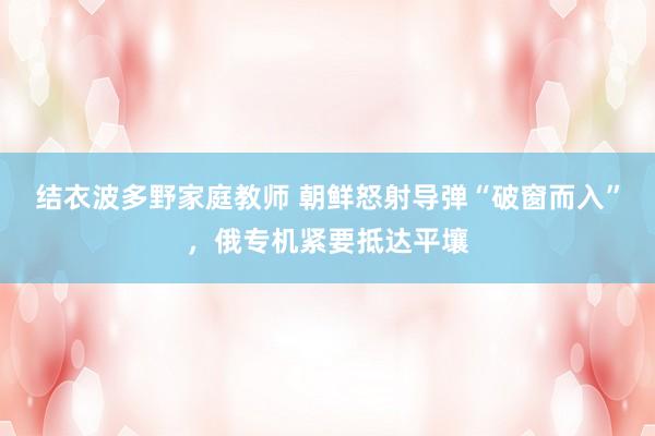 结衣波多野家庭教师 朝鲜怒射导弹“破窗而入”，俄专机紧要抵达平壤