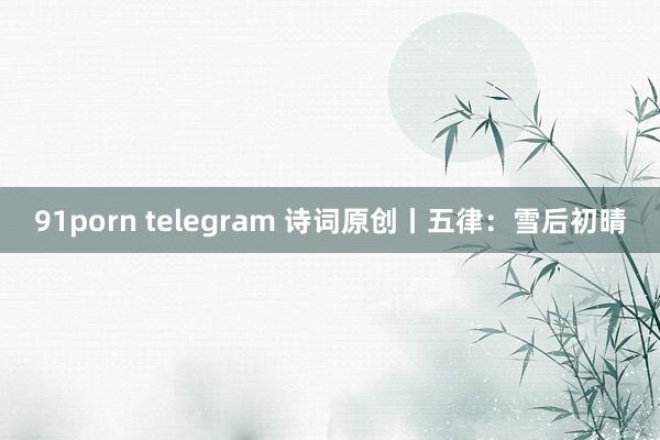 91porn telegram 诗词原创丨五律：雪后初晴