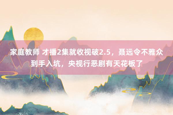 家庭教师 才播2集就收视破2.5，聂远令不雅众到手入坑，央视